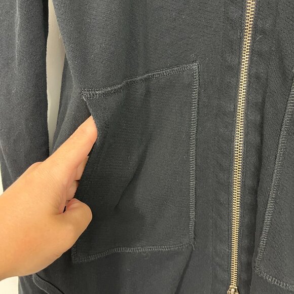 ATM Anthony Thomas Melillo Medium Black Double Zip-Front Hoodie with Pockets - Picture 7 of 16